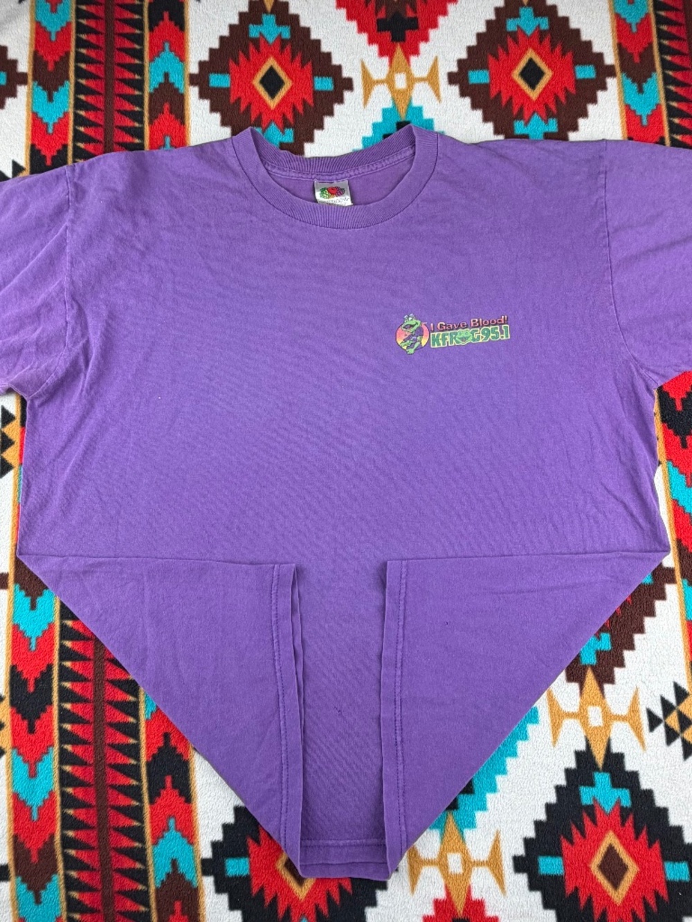 Vintage 2003 KFRG 95.1 K-Froggers Blood Drive Tee Purple Frog Graphic XL